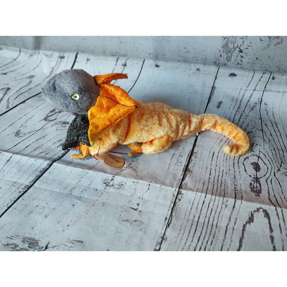 Ty Beanie Babies “Slayer” Dinosaur Orange And Gray with tag 2000 Vintage 12” - Picture 2 of 6